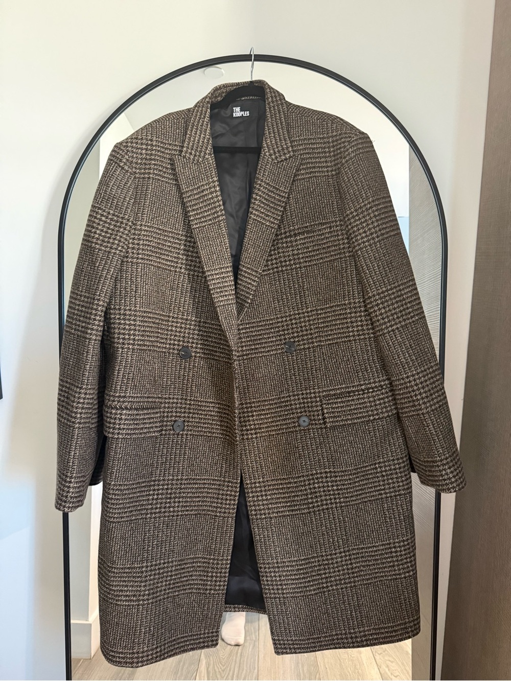The Kooples Brown & Black Plaid Wool Coat